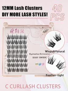 Natural 40pcs Wispy Lash Clusters Manga Cluster Eyelash Extensions Natural Fairy Eyelash Clusters Individual Lashes Clusters C Curly Spiky Lash Extension - C - View 5
