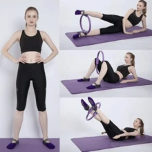 2pcs Yoga And Pilates Fitness Set, Women's Home Workout Equipment Mini Pilates Ring And Pilates Yoga Socks, Suitable For Home Leg, Arm And Thigh Exercises - Multicolor - View 3