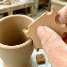 Ceramic Pottery Trimming, Shaping & Repair Tools And Asymmetrical Clay Stamp Tools, 2 Different Shaped Plastic Trimming Scrapers, Each Tool Can Correct 6 Different Thicknesses - Khaki - View 1