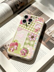 Pink Green Patchwork Pattern-Liquid Silicone Phone Case For IPhone [16/15/14/13/12/11 Pro Max] Series [Shockproof][Anti-Slip] -Slim Fit & Soft Touch Design,Stylish Shockproof Mobile Case For Women Girls Fast Delivery From The USA. - White - View 7
