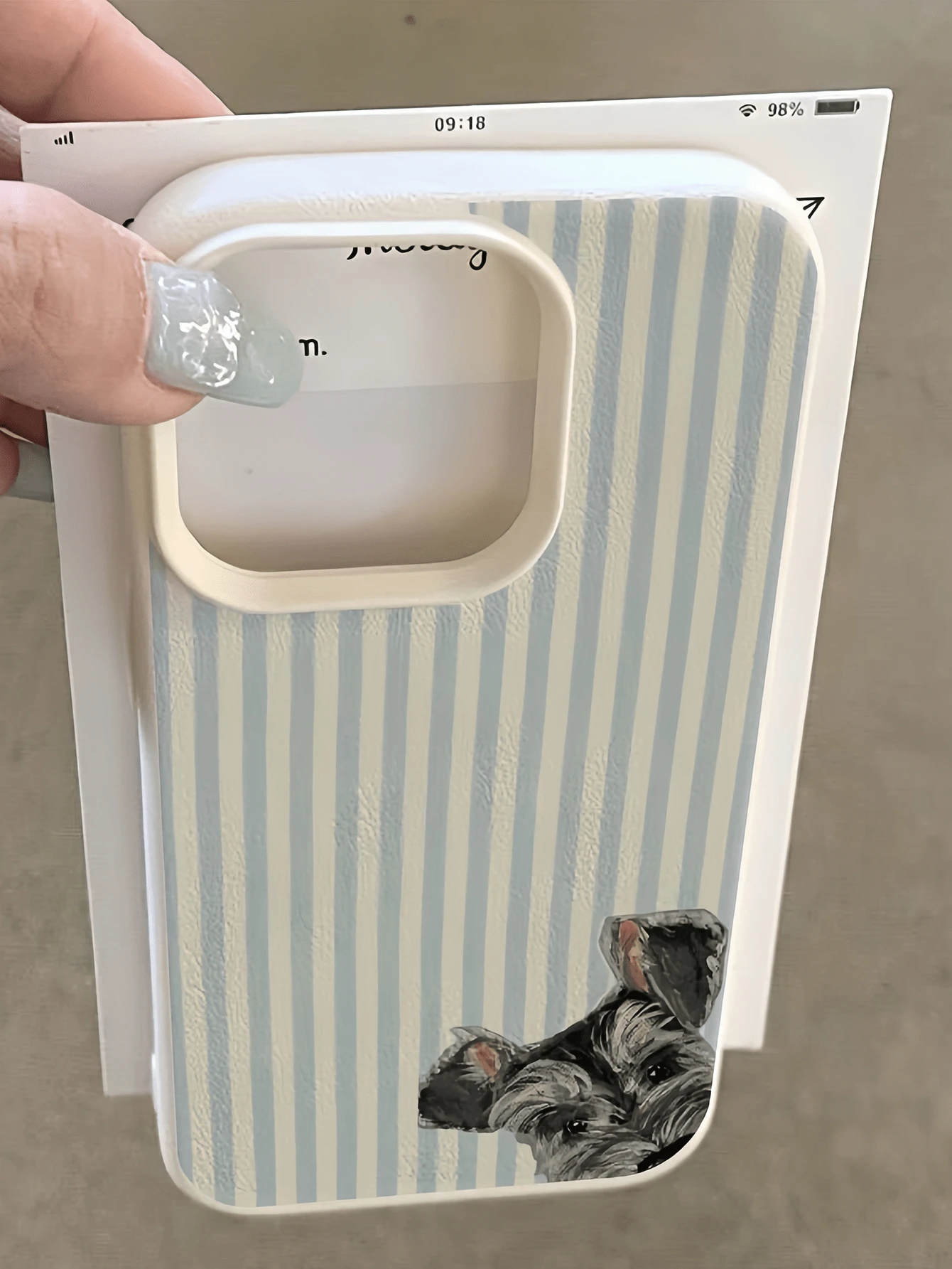 1個白色條紋小狗設計極簡個性化TPU防震全包覆手機殼，適用於Apple 17 16 15 14 13 12 11 Pro Max Air 及系列 - 彩色 - 查看 1