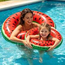 Children & Adult Watermelon Swim Ring, Inflatable Pool Float, Suitable For Women, Girls, Boys, Summer Pool, Beach, Party, Water Sports - Red - View 2