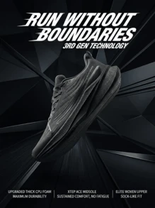 XTEP 2000km 3rd Generation Durable Lightweight Running Shoes Men's Training Shoes Running Shoes Jump Rope Shoes Sports Shoes Black Running Shoes - Black - View 1