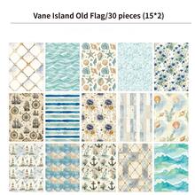 30 Folhas de Papel para Scrapbook com Estampa Floral Vintage Colorida e Xadrez, Papel de Bottom Náutico Oceânico, Papel Artesanal para Decoração de Diário de Scrapbook, Primeiro Dia de Aula - Multicolorido - Visão 16