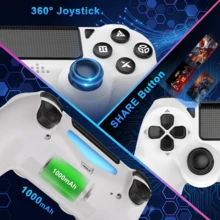 Controlador inalámbrico compatible con /Slim/Pro, con vibración dual mejorada/batería de 1000mAh/sensor de movimiento de 6 ejes/cable de carga Tipo C - Ver 5
