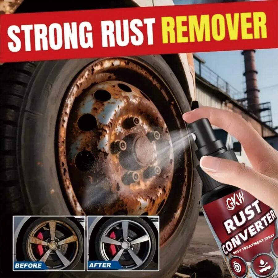 GKW Heavy-Duty Rust Remover Chemical Formula, Fast Metal Polishing Agent And Corrosion Converter, For Car Wheels/Rust Stains, Suitable For Metal Surfaces
