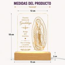 Luminária Noturna Acrílica Nossa Senhora de Guadalupe, Presente Católico Cristão para Mãe, Lâmpada LED Religiosa com Base de Madeira, Decoração de Quarto com Fé, Presente Significativo para Mulheres e Famílias - luz branca quente - Visão 7
