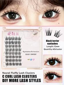 Natural 40pcs Wispy Lash Clusters Manga Cluster Eyelash Extensions Natural Fairy Eyelash Clusters Individual Lashes Clusters C Curly Spiky Lash Extension - C - View 8