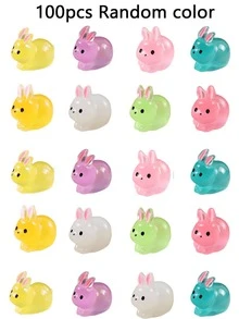 1/10/20/50/100pcs Mini Glow-In-The-Dark Rabbit Resin Models, Animal Miniature Landscape Gifts, Suitable For DIY Garden Decor, Doll Accessories, Desktop Decor Accessories, Home Decor - Multicolor - View 11