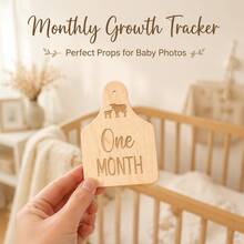 11pcs Wooden Baby Milestone Photo Cards, Cow Pattern Design, Suitable For Newborn Photography, Monthly Growth Tracking And First Birthday Hanging Tags - Helo World - View 5