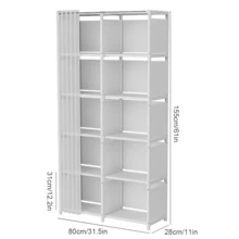 Platzsparender tragbarer Kleiderschrank mit 5 Regalböden, 10 Fächern, freistehend, staubdichter Organizer für Kleidung, Schuhe und Accessoires, mehrschichtiges mobiles multifunktionales Regal für Zuhause und Schlafzimmer - Übersicht 13