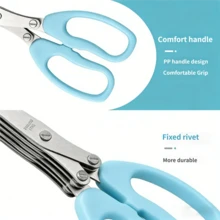 1 Piece Of Stainless Steel Five Layer Kitchen Scissors - Heavy-Duty Multifunctional Safety Scissors, Used For Cutting, Slicing, And Processing Vegetables And Seaweed In The Kitchen. Equipped With An Ergonomic Handle And Stylish Design - View 9