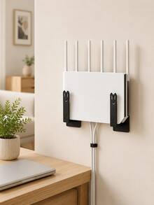 Soporte de pared para router, estante de almacenamiento portátil, soporte de pared para decodificador, estante duradero y práctico para la sala de estar - Ver 1