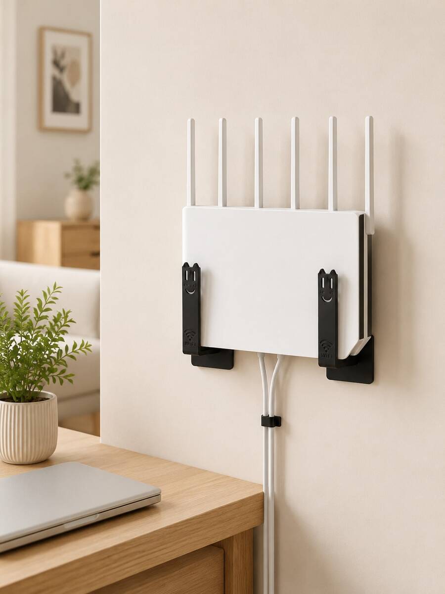 Soporte de pared para router, estante de almacenamiento portátil, soporte de pared para decodificador, estante duradero y práctico para la sala de estar - Ver 1