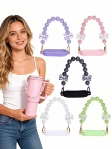 Water Bottle Handle Strap, Beaded Rope Cup Carrier, Crossbody Water Bottle Carrying Strap, Suitable Water Bottle Accessories - Multicolor - View 5