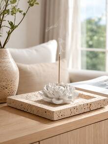 1pc Lotus Incense Stick Holder, Elegant White Flower Shaped Incense Burner, Suitable For Aromatherapy, Home Decor, Meditation And Yoga Studio, Zen Style Room Ornament, Suitable For Relaxation, Bedroom, Living Room, Office Use - A - View 8