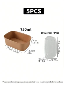 一次性紙製食品儲存容器（可選 1、5 或 10 件組），配有透明 PP 蓋，可防塵防蟲；適用於外帶餐點、餐廳外送、戶外野餐、居家廚房、餐飲場所及旅行。 - 彩色 - 查看 14
