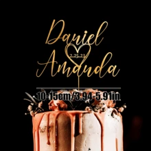 Personalized Heart-Shaped Cake Topper With Heart Pattern And Date, Wedding Cake Topper, Anniversary Cake Topper, Floral Wedding Cake Topper, Mr. & Mrs. Cake Topper, Custom Name Initial Bride & Groom Wedding Cake Topper - H-wedding Cake Tag - View 34