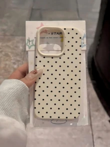 1pc Minimalist Beige Full Screen Small Polka Dot Pattern Full Coverage TPU Shockproof Phone Case Suitable For IPhone 16 15 14 13 12 11 Pro Max, Also Suitable For IPhone 17 17 Pro 17 Pro Max Air, Leather Texture Anti-Slip Phone Protective Cover Litchi Grain Smartphone Protective Case Suitable For IPhone Phones - Multicolor - View 2
