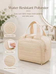3/1pc Multi-Layer Puffy Makeup Bag-Large-Capacity Professional Zippered Travel Organizer; Multifunctional Women's Handbag With Partitioned Storage And Toiletry Compartments-Perfect For Gifting, Vacations, And Back-To-School. - Multicolor - View 4
