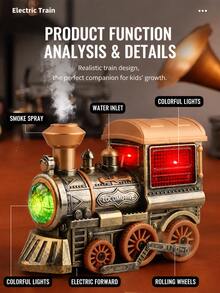Juguete educativo de motor de tren estilo vintage con luz, música, humo y rociador omnidireccional eléctrico, adecuado para niños - Multicolor - Ver 8