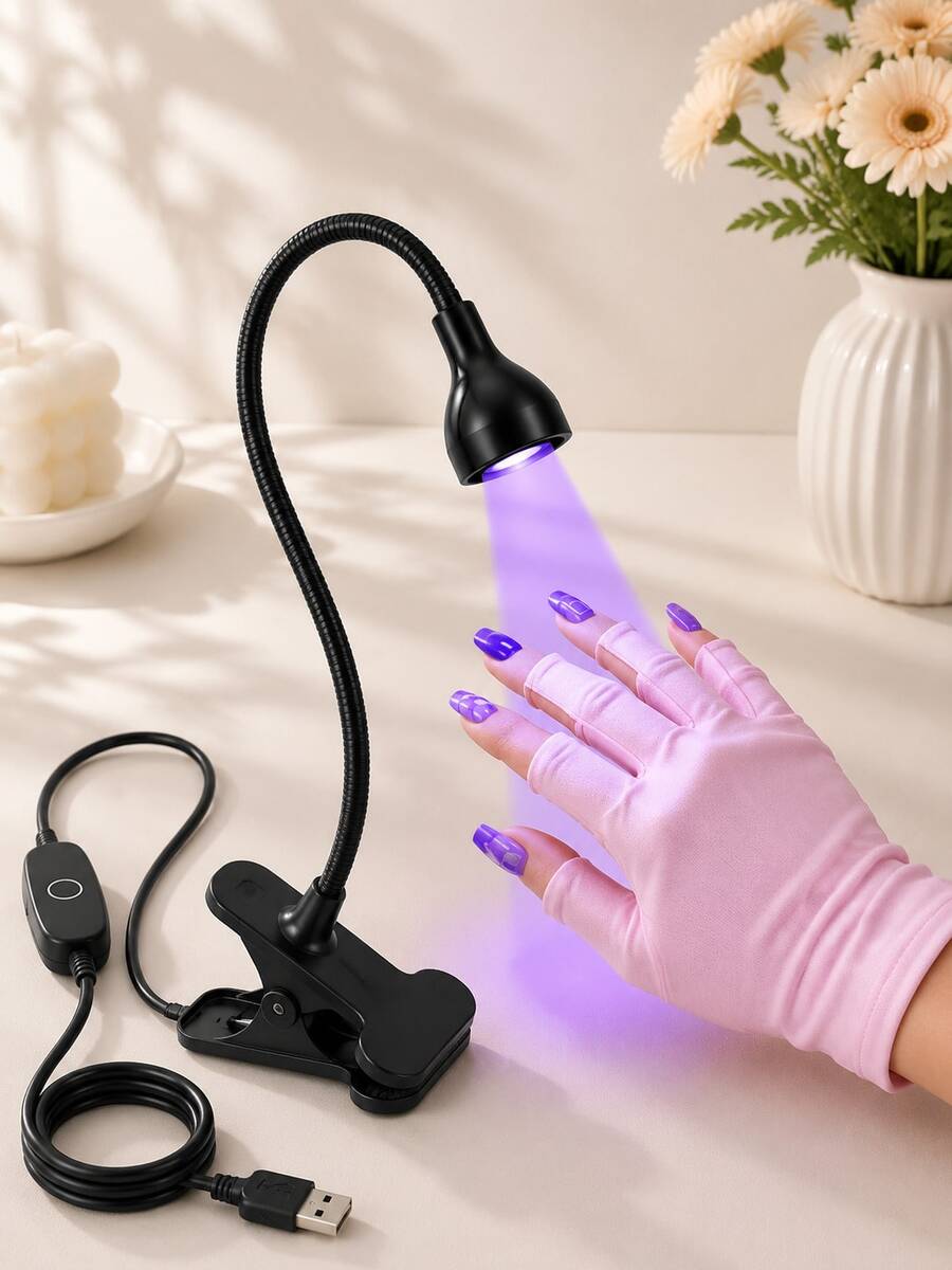 天鵝頸 UV LED 美甲燈，3W 靈活鵝頸燈頭配備防變色技術，30秒快速乾燥凝膠指甲油，即插即用便攜式，適用於居家、美甲店、旅行、工作室，聖誕節、生日、情人節女性、美甲師、初學者、DIY愛好者的禮物 - 彩色 - 查看 1