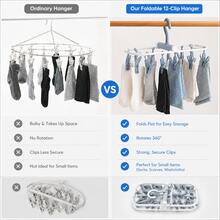 12-Clip Foldable Drying Rack, Travel Hanging Rack, Rotating Plastic Clip Rack, Windproof Multi-Clip, Underwear & Socks Drying Rack, Dorm/Balcony/Bathroom Use, Portable Space-Saving, Towel Rack, 360° Round Hook, Non-Slip, Wardrobe Storage, Camping/Hotel/Home Use, Socks Hanging Rack - Multicolor - View 8