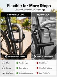 Modern Portable Bicycle Combination Lock, High Flexibility Steel Cable Ring Lock, 4-Digit Combination Cable Lock, Suitable For City Commuting, Campus, Daily Riding, Travel, Back To School Season, Outdoor Bicycle Equipment - Multicolor - View 8