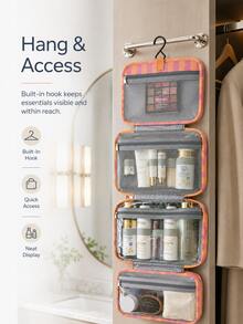 The Striped Toiletry Bag Also Doubles As A Makeup Organizer, Making It A Perfect Necessity For University Dorm Life And Travel. - Multicolor - View 7