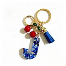 A-Z Resin Initial Keychain, Holiday Gift, Royal Blue Women's Key Chain, Cherry Tassel Car Key Chain Accessory, Gift, Car Decoration, Bag Charm, Cute Gothic Y2K Style For Campus - Royal Blue - View 12