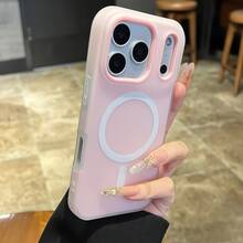 磨砂淡粉色極簡磁吸手機殼，適用於 iPhone 17/17Air/17pro/17promax/16/16E/16PRO/16PROMAX/16PLUS 15 14 13 12 11 Pro Max，支持無線充電，軟矽膠背蓋 - 粉色 - 查看 4