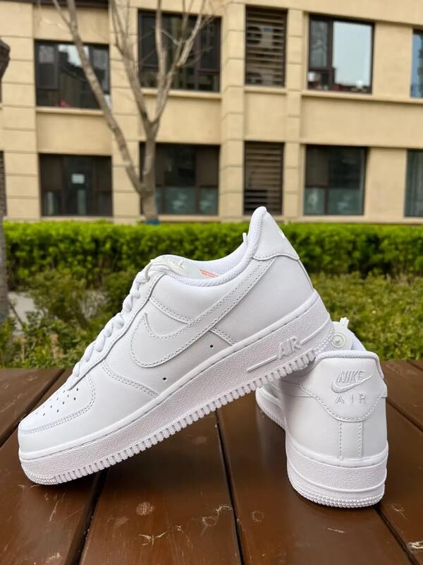 Nik Air Force11 Low White Trainers | Classic College Uni Style Leather Sneakers | All-Match Casual Low Top Skate Shoes Comfy Daily Wear