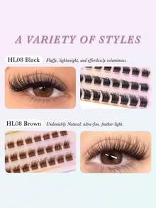 FindLove 30pcs Dense Brown Cluster False Eyelashes, D Curl, 10-14mm Length, Mixed Fine Single Eyelashes, Natural Look, Self-Adhesive, Fluffy Pre-Glued, Thin Band, Reusable, DIY Eyelash Extensions, Create Natural Or Dense Look, Makeup Tool - D - View 6