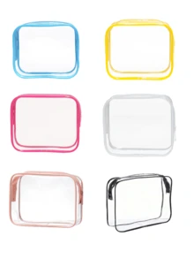 Football Print Theme New Transparent Travel Toiletry Bag - Portable Storage Bag With Zipper, Built-In Cosmetic Compartment, Unisex, Ideal For Travel, Gym, Hotel - Easy To Clean Zipper Design, Compact And Durable, Suitable For Frequent Travel - Multicolor - View 7