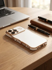 Personalized Initial Wave Pattern Electroplated Phone Case Compatible With 17 Pro Max, Camera Protection Cover, Shock-Proof, Scratch-Resistant, Fingerprint-Proof, Customized Phone Case, Anniversary Birthday Gift - White - View 5