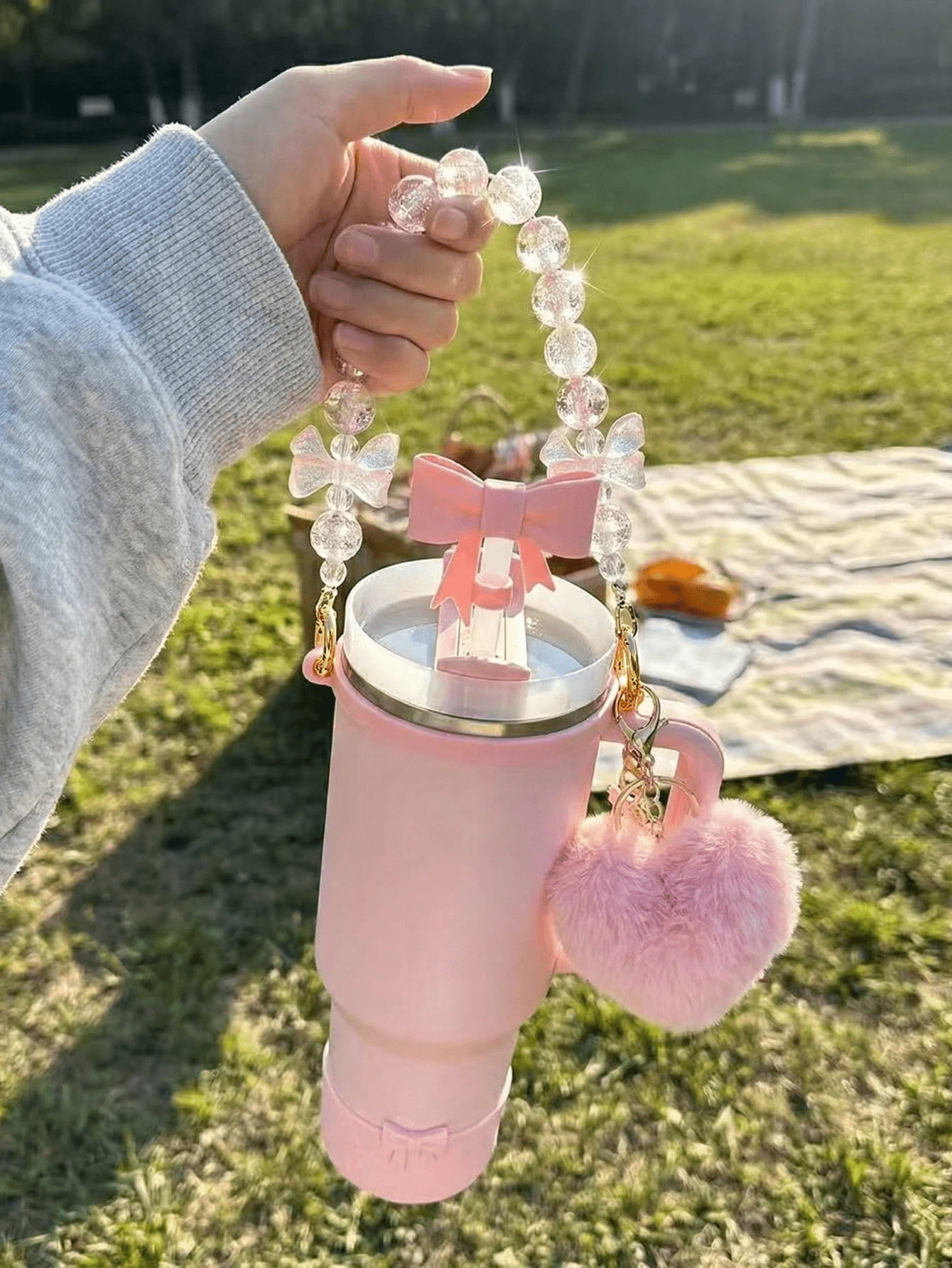 Water Bottle Handle Strap, Beaded Rope Cup Carrier, Crossbody Water Bottle Carrying Strap, Suitable Water Bottle Accessories - Multicolor - View 1