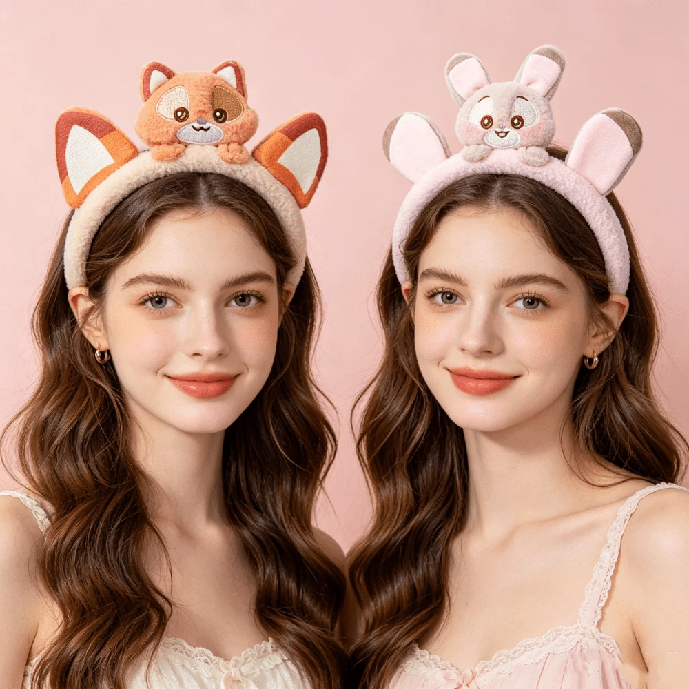 Miniso 絨毛髮箍 Judy 與 Nick 可愛卡通髮箍 角色扮演服裝 洗臉化妝用髮飾 禮物 - 彩色 - 查看 1