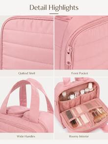 3/1pc Multi-Layer Puffy Makeup Bag-Large-Capacity Professional Zippered Travel Organizer; Multifunctional Women's Handbag With Partitioned Storage And Toiletry Compartments-Perfect For Gifting, Vacations, And Back-To-School. - Multicolor - View 9