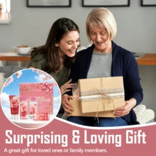 Vital Luxury Women's And Girls' Bath Care Gift Set Japanese Sakura Fragrance 4-Piece Set Includes: Shower Gel, Body Lotion, Body Mist, Exfoliating Scrub Birthday & Christmas Gift Travel-Size Care Set - 紅色 - 查看 5