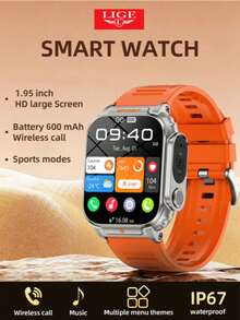 LIGE First Smart Watch With Lighter - 1.95" Large Screen, Lighter Ignition Function, Language Switching, Multiple Sports Modes, Message Notification, Customizable Dial, Waterproof For Outdoor Convenience - View 1