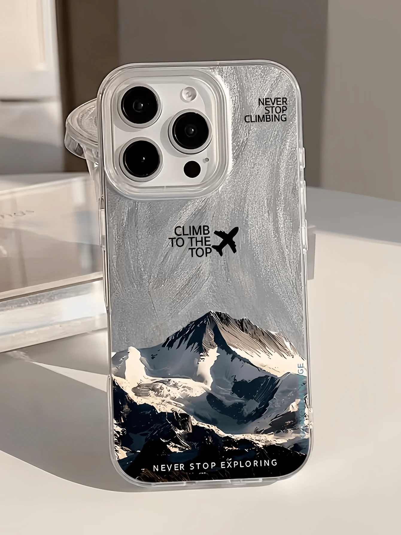 1件羽毛飛機雪山風景個性化極簡全包覆TPU防摔手機殼,適用於Apple 17 16 15 14 13 12 11 Pro Max Air及系列 - 彩色 - 查看 1