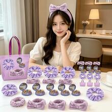 32/20/16/4件套睡衣派对礼品套装，粉色气垫梳和镜子，婚礼宾客回礼套装，水疗派对礼品，缎面发圈，翻盖气垫梳，毛绒蝴蝶结发箍，粉色礼品袋，睡衣派对回礼，节日派对礼品套装，生日礼物，团体派对，单身派对/新娘送礼会，伴娘礼物，婴儿派对和节日活动 - 彩色 - 查看 7