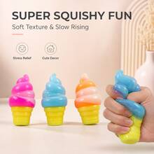 1 Stück weiches Eiscreme-Squishy-Spielzeug, langsam zurückfederndes Jelly-Stressabbau-Drückspielzeug, Angstlinderndes Fidget-Spielzeug für Kinder und Erwachsene, perfekt für Büro, Klassenzimmer, Reisen, Partygeschenke & Geschenke - Verschiedenfarbig - Übersicht 1
