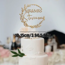 Personalized Heart-Shaped Cake Topper With Heart Pattern And Date, Wedding Cake Topper, Anniversary Cake Topper, Floral Wedding Cake Topper, Mr. & Mrs. Cake Topper, Custom Name Initial Bride & Groom Wedding Cake Topper - H-wedding Cake Tag - View 26