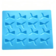 16-Cavity Textured Mermaid Tail Silicone Baking Mold, Reusable Easy Release Mould For DIY Chocolate, Gummy Candy, Fondant, Jelly, Cupcake Topper, Mermaid Birthday And Under Sea Theme Party Cake Decor - Multicolor - View 10