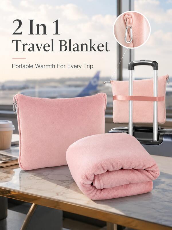 Premium Portable Airplane Blanket With Luggage Cover, Easy To Carry, Skin-Friendly Travel Pillow, Suitable For Business Men And Women And Vacationers, Comfortable Warm Foldable Blanket, Suitable For Night Flights, Bus, Train Travel Accessories
