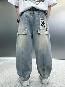 Boys' Denim Jeans Spring/Autumn 2026 New Style Loose Casual Straight Leg Long Pants - Light Wash - View 10