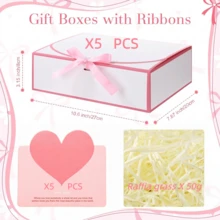 Gift Box Set With Lid, Includes DIY Greeting Card And Raffia, Suitable For Bridesmaid Invitation, Wedding, Birthday Gift, Baby Shower, Party, Valentine's Day Gift, Packaging, Birthday, DIY, Cosmetic Storage, Graduation Gift, Wedding Party Decoration - Multiple Styles - View 11