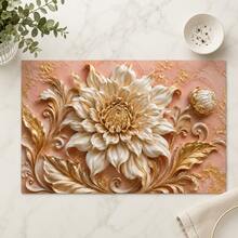 1pc 3D Floral Print Diatomaceous Earth Kitchen Drying Mat, Non-Slip Heat-Resistant Absorbent Mat, Suitable For Kitchen Countertop, Coffee Machine, Tableware, Home Cafe Bar Party Decor Placemat Gift - Multicolor - View 1
