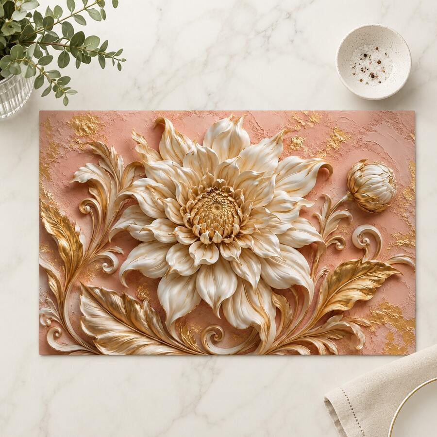 1pc 3D Floral Print Diatomaceous Earth Kitchen Drying Mat, Non-Slip Heat-Resistant Absorbent Mat, Suitable For Kitchen Countertop, Coffee Machine, Tableware, Home Cafe Bar Party Decor Placemat Gift - Multicolor - View 1